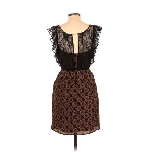 Wmn's Anthropologie MAPLE 100% Silk Medallion Dress with Black Lace Trim/Back XS - Picture 3 of 9